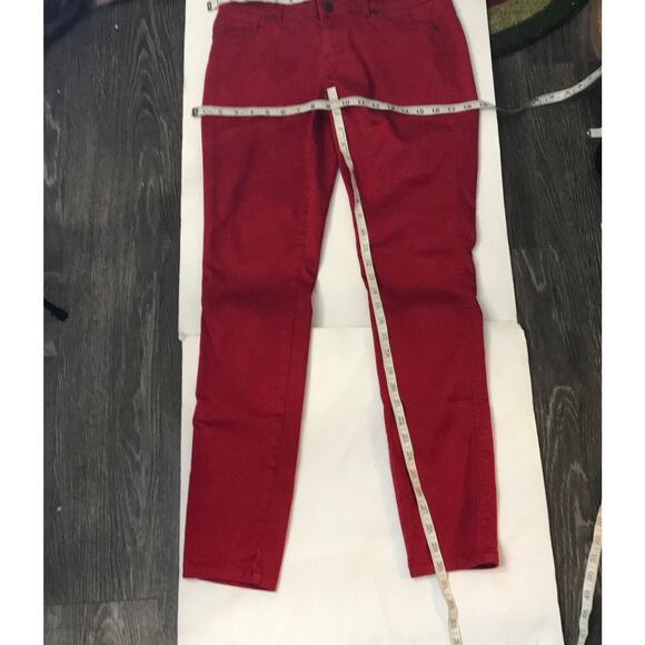New York & Company Red Denim Low Waist Legging Jean 6 Cherry Girl Rainbow Preppy - Picture 5 of 7